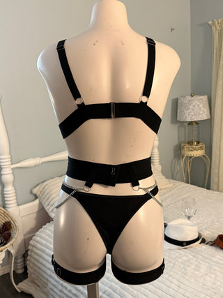 Strappy black two piece with chains