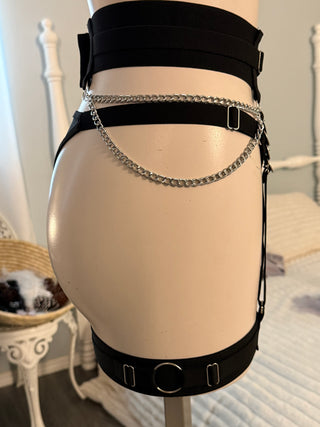 Strappy black two piece with chains