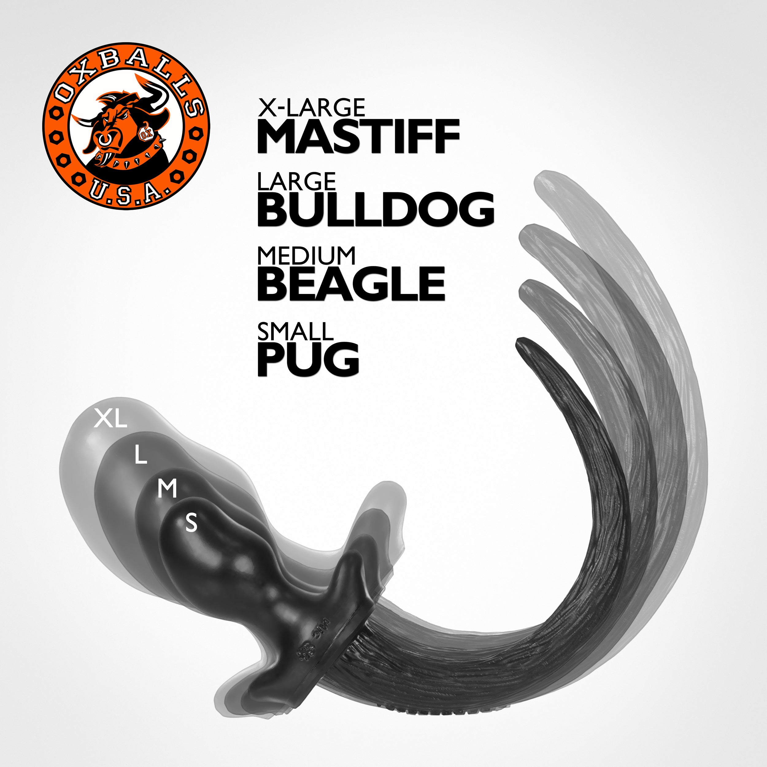 OXBALLS PUG puppy tail buttplug BLACK Small Sensual Lace and Leather OXBALLS PUG puppy tail buttplug BLACK Small Sensual Lace and Leather